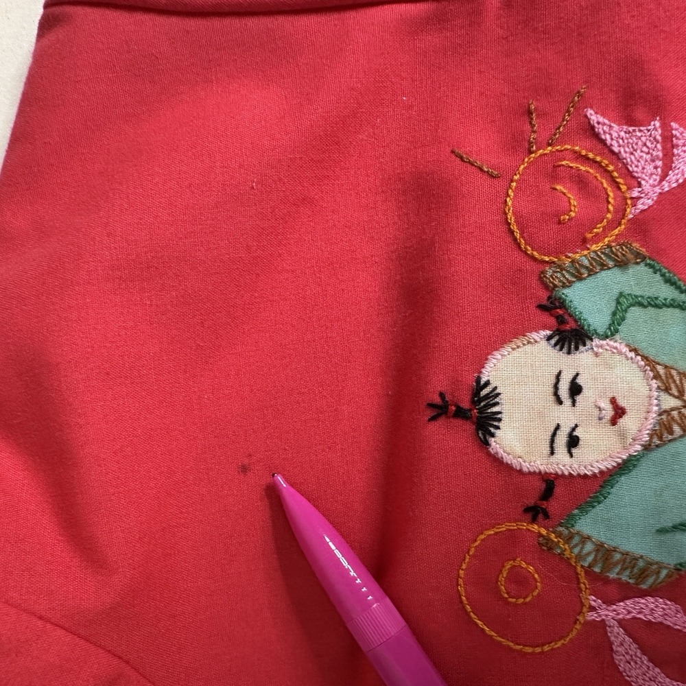 Vintage Daffodil Child's Embroidered Red Chinese 2 Piece Play Outfit Top Pants 8 - Picture 6 of 15